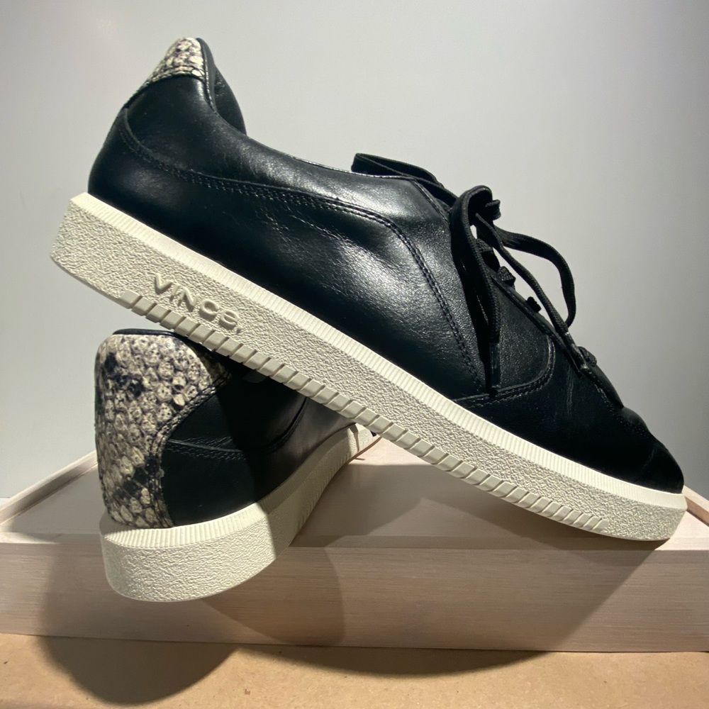 Vince Low Top Leather Lace-Up Sneaker with Snakeskin Accent - Picture 8 of 8